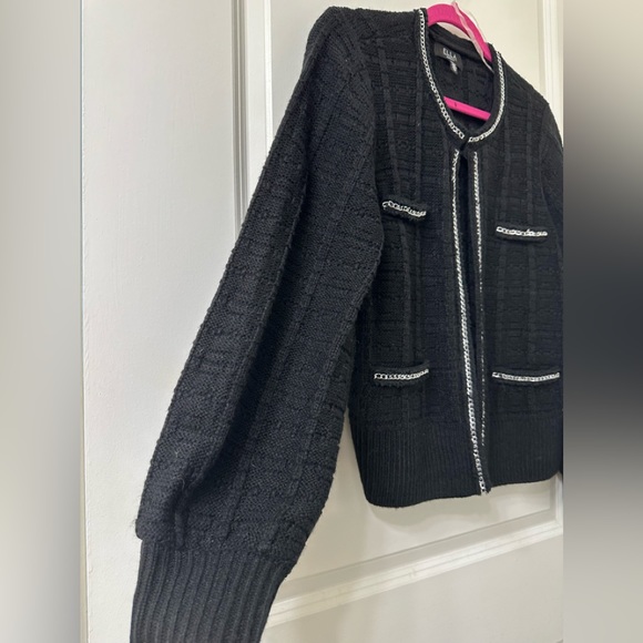 Ella by Rafaella Women's Petite Chain Trimmed Sweater - Picture 6 of 13